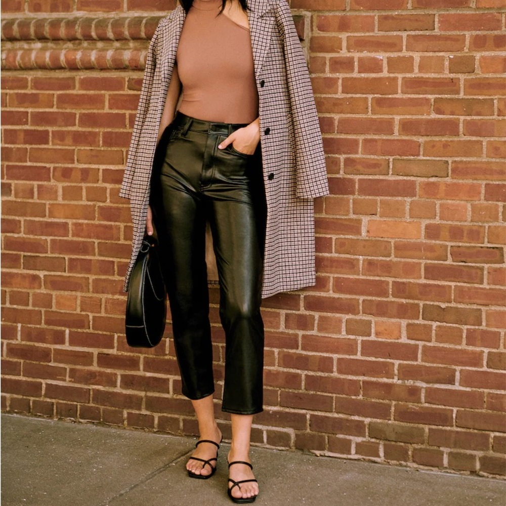 Abercrombie & Fitch Vegan Leather Straight Ankle Pants